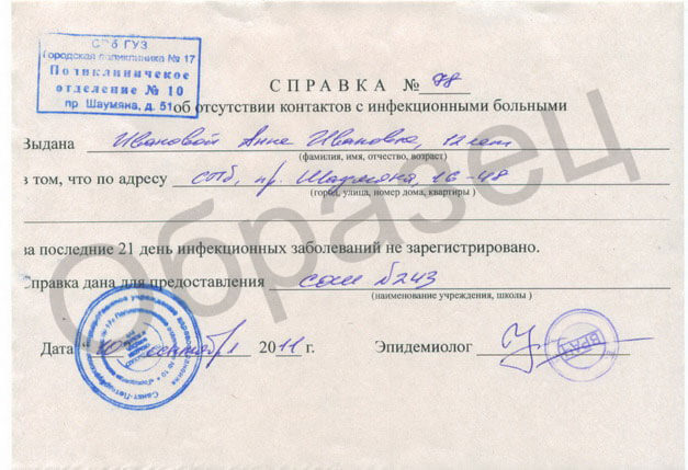 Справка об эпидокружении Справка об эпидокружении